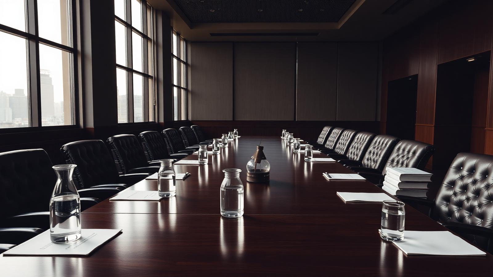 Arbitration hearing room in Leeds city centre set up for a commercial arbitration hearing.