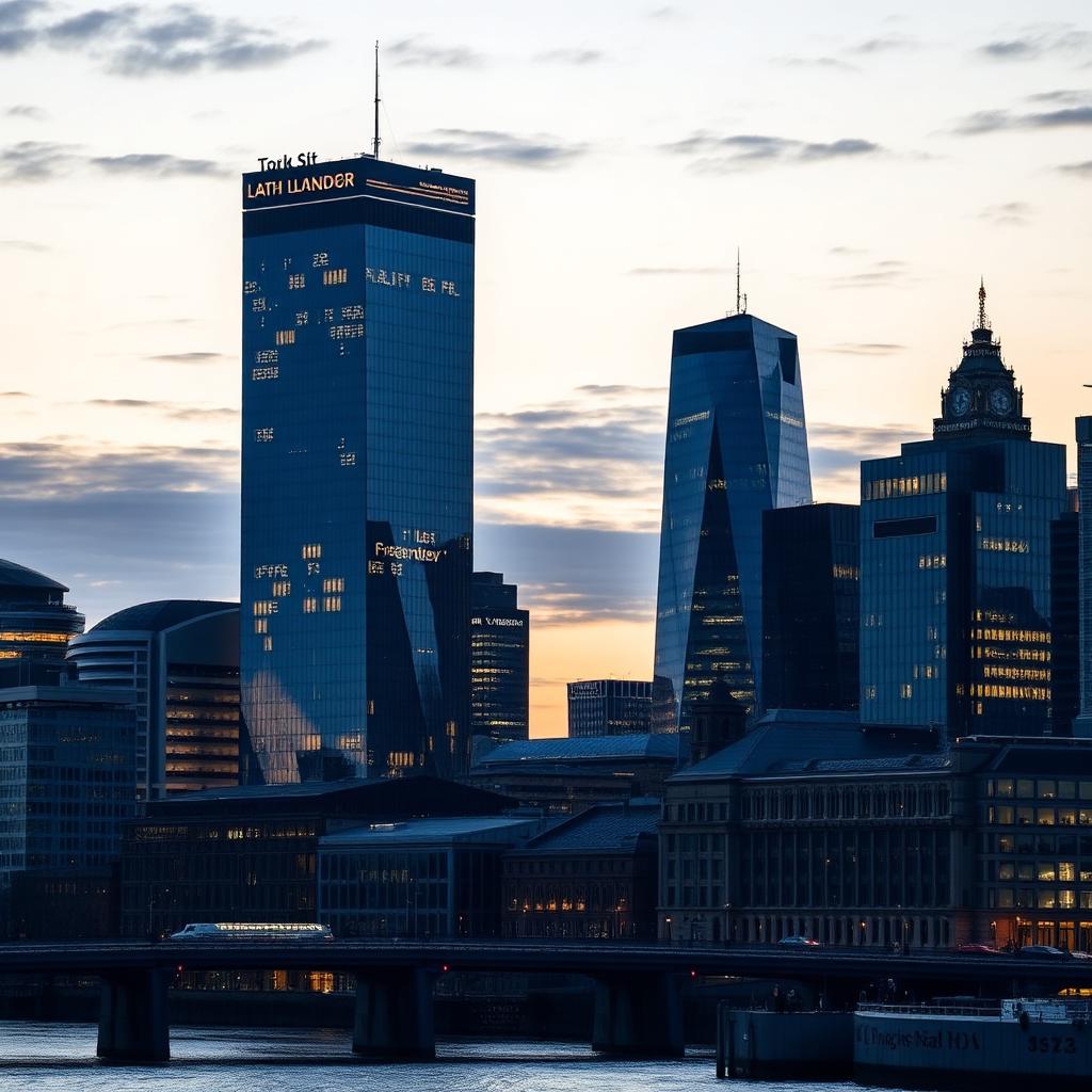 London financial district skyline at dusk with office towers, representing tax counsel available for HMRC enquiries and tax tribunal work.